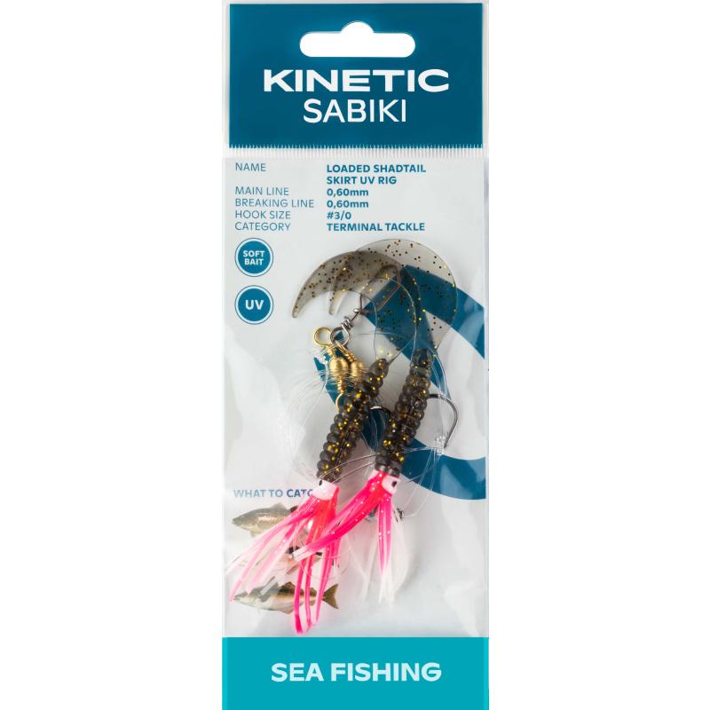 Kinetic Sabiki Loaded Shadtail Skirt UV #3/0 Silver/Glitter