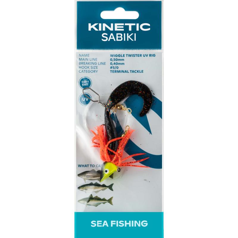 Kinetic Sabiki Wiggle Twister UV #3/0 Black/ Red/Glitter