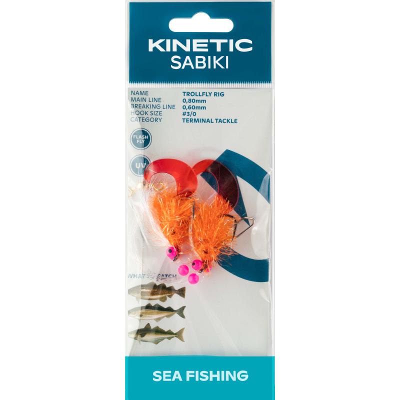Kinetic Sabiki TrollFly #3/0 Orange/Pink