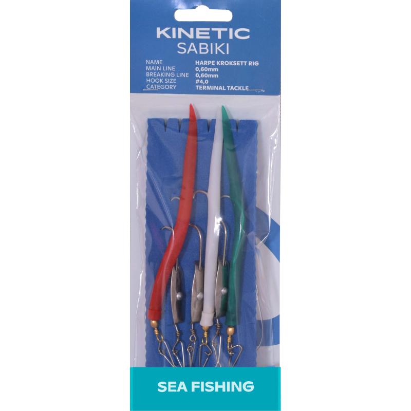 Kinetic Sabiki Harpe Kroksett #4/0 Green/White/Red