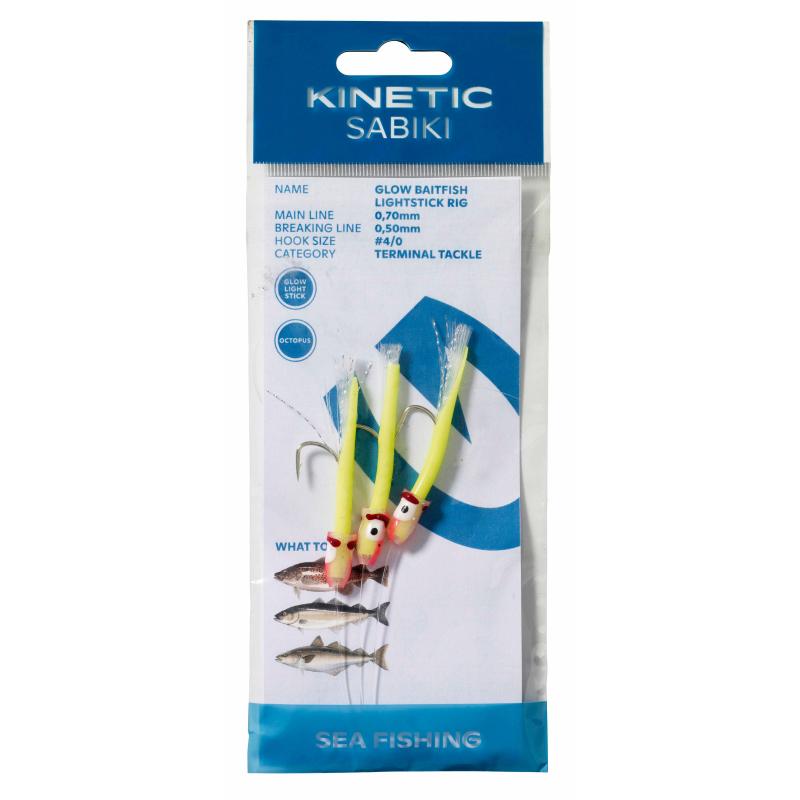 Kinetic Sabiki Glow Baitfish Lightstick #4/0 Yellow/Pink