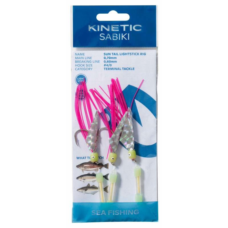 Kinetic Sabiki Sun Tail Lightstick #4/0 Pink/ Yellow