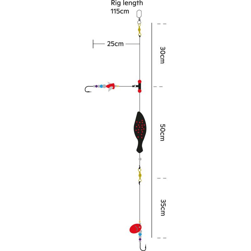 Kinetic Sabiki Jay Flounder Inline 60g #1 Yellow/Orange Dots