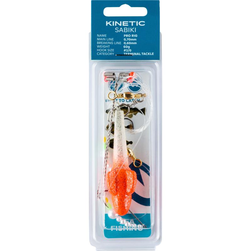 Kinetic Sabiki Pro 40g #2/0 Pearl Glitter/Red Target