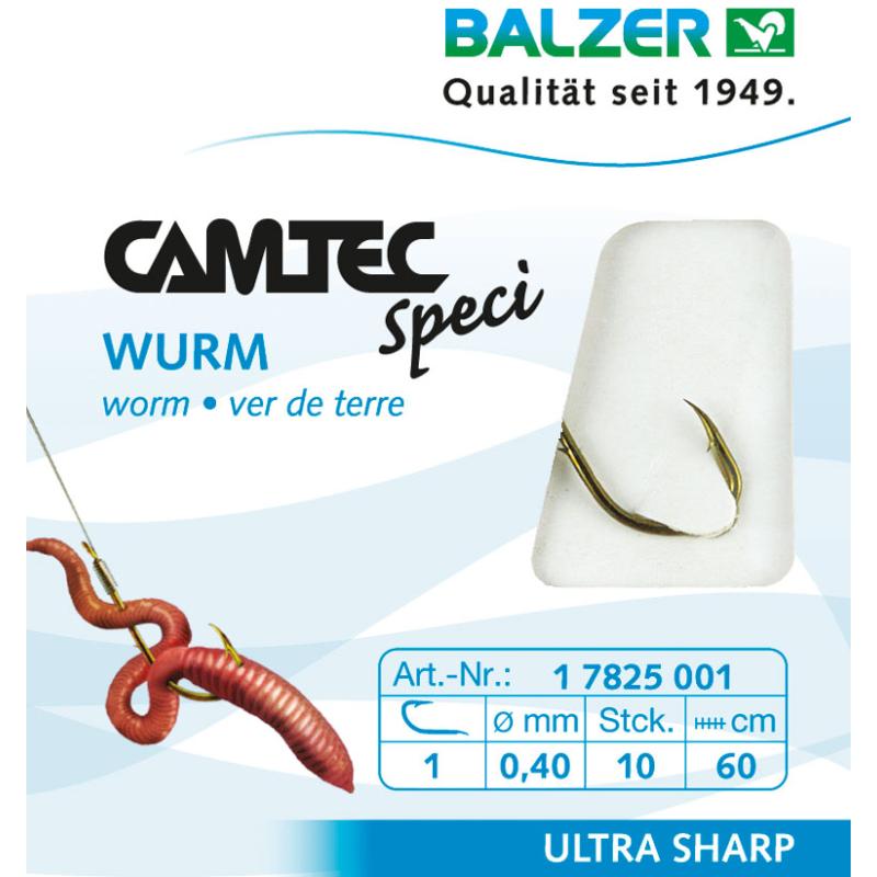 Balzer Camtec Speci Wurmhaken br&uuml;niert 60cm #8