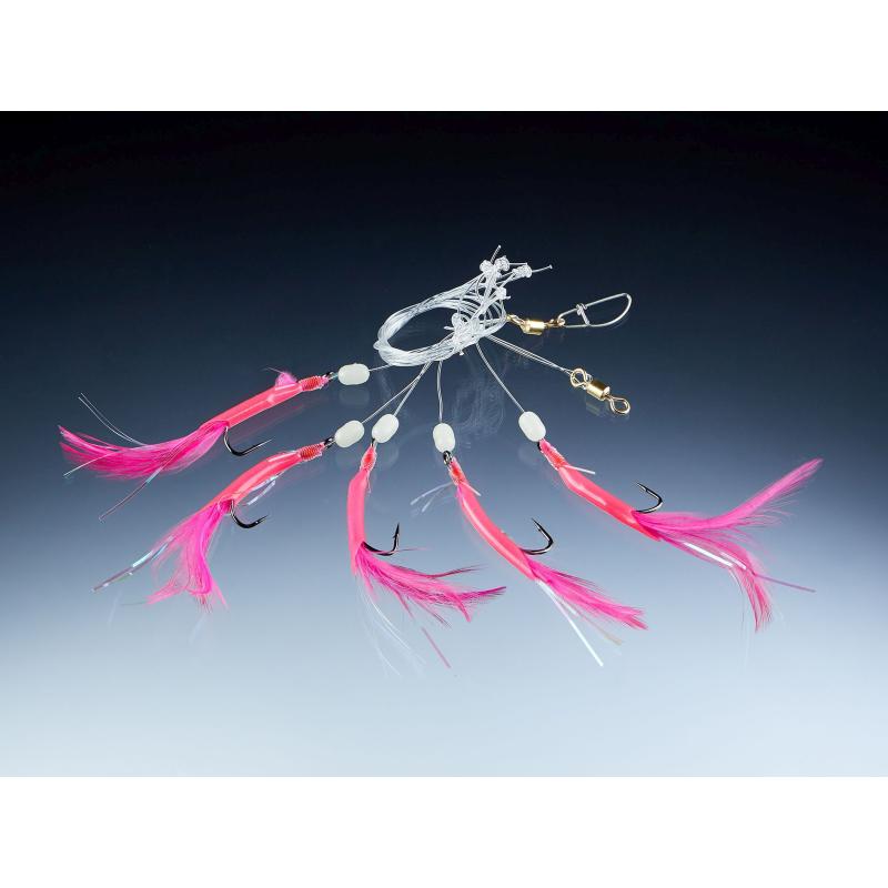 Balzer Makrelen-/Wittling System, pink, mit 5 Haken 2/0
