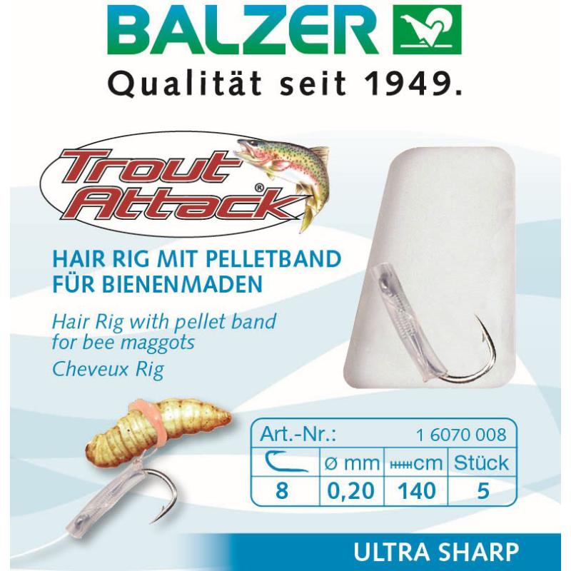 Balzer Trout Attack Bienenmaden Hair Rig 60cm 0,18mm #10