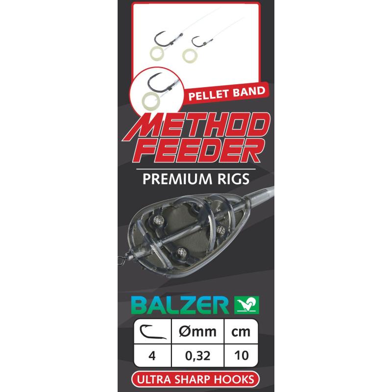 Balzer Premium Method Feeder Haken mit Pelletband, Gr. 10/0,26mm, 10cm