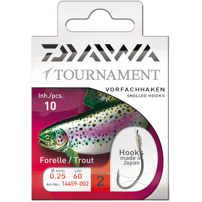 DAIWA TOURNAMENT Forellenhaken Gr. 2 r.0,25mm Vorfa:60cm