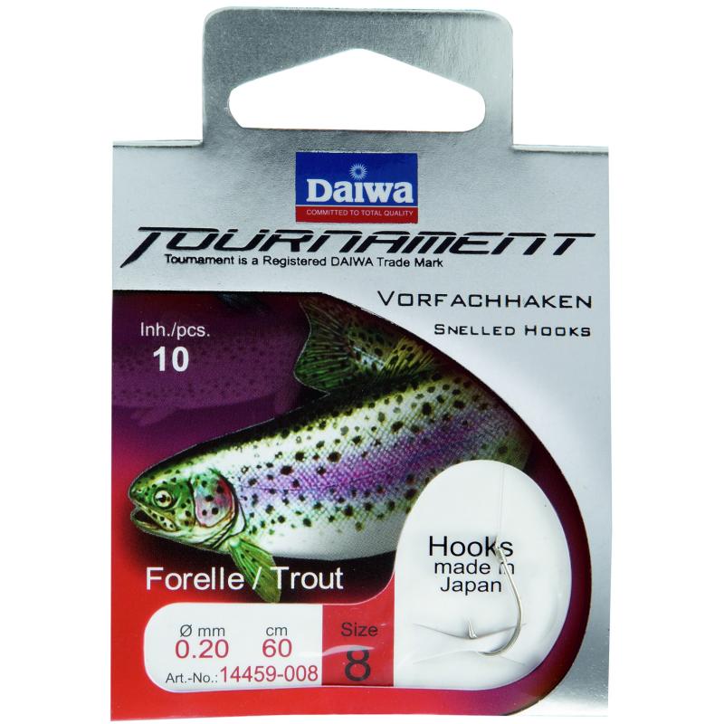 DAIWA TOURNAMENT Forellenhaken Gr. 8 r.0,20mm Vorfach:60cm