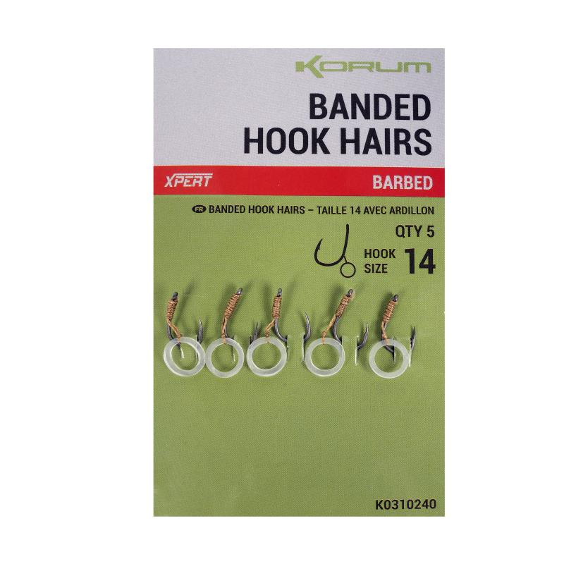 Korum Banded Hook Hairs - Barbed 14