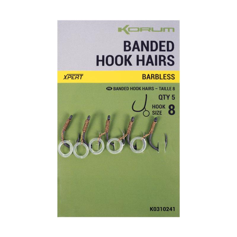 Korum Banded Hook Hairs - Barbless 8