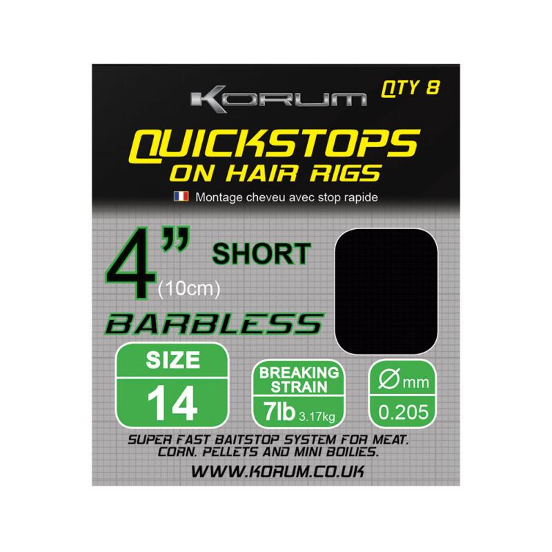 Korum Hair Rigs With Quickstops 4 Size 14