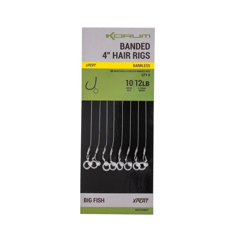 Produktbild Korum Banded Hair Rigs 12lb Sz 10 Barbless 4 inch