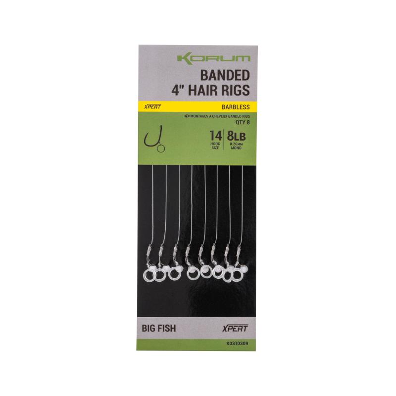 Produktbild Korum Banded Hair Rigs 8lb Sz 14 Barbless 4 inch
