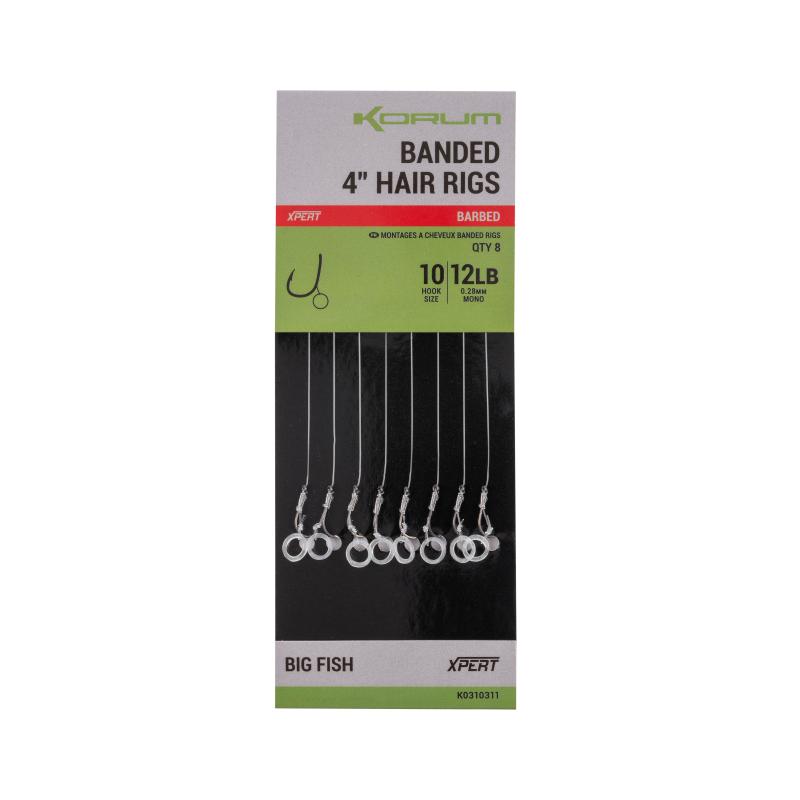 Produktbild Korum Banded Hair Rigs 12lb Sz 10 Barbed 4 inch