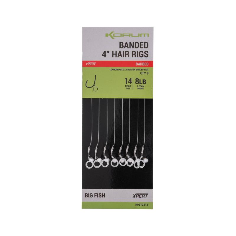 Produktbild Korum Banded Hair Rigs 8lb Sz 14 Barbed 4 inch