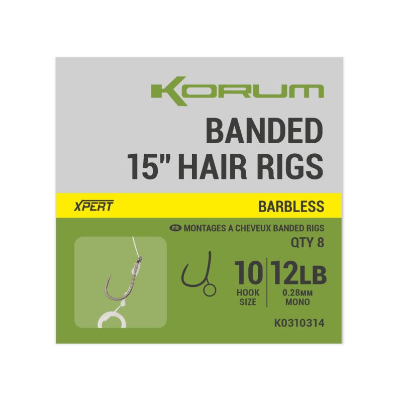 Produktbild Korum Banded Hair Rigs 12lb Sz 10 Barbless 15 inch