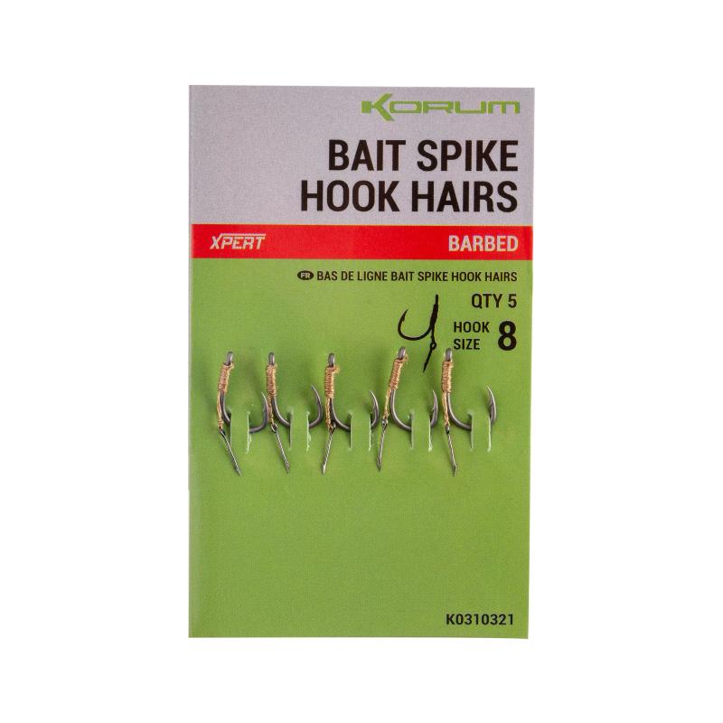 Korum Bait Spike Hook Hairs Barbed 8