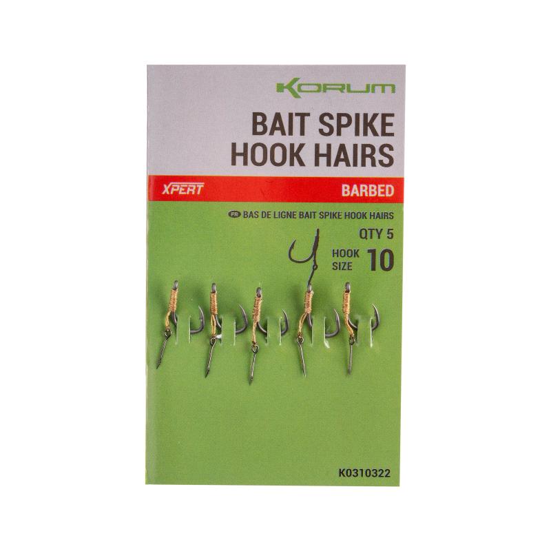 Korum Bait Spike Hook Hairs Barbed 10