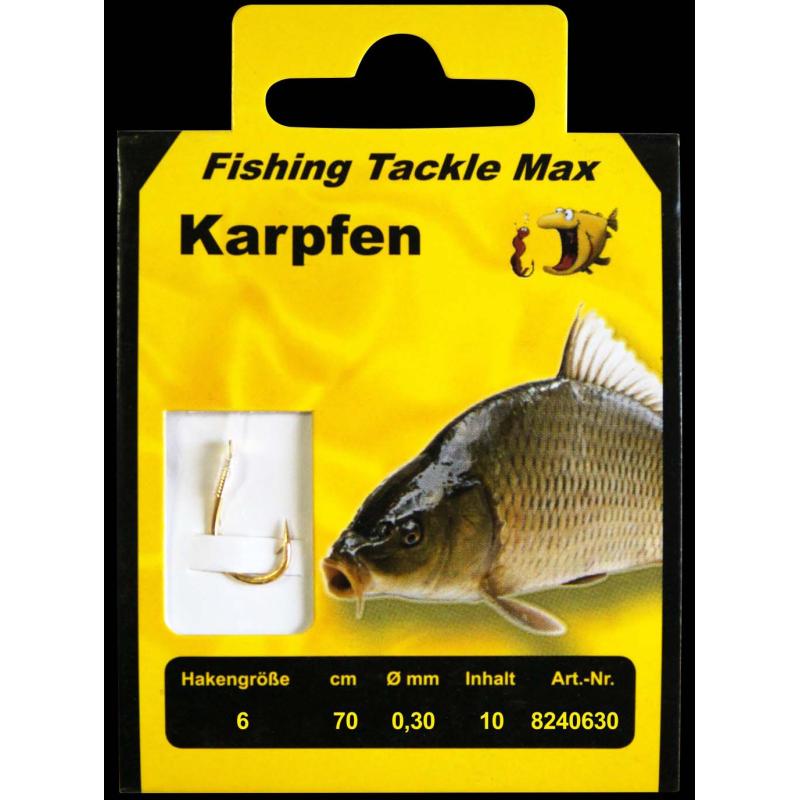Fishing Tackle Max Haken geb. Karpfen 06 / 0,30&Oslash; Inh.10 Stk.