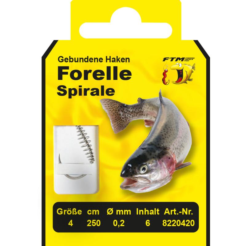 Fishing Tackle Max Haken geb. Forelle Spirale  04 &Oslash; 0,20 mm Inh. 6 Stk.