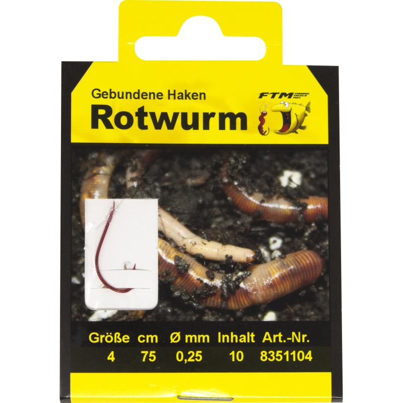 Fishing Tackle Max Haken geb. Rotwurm 4 &Oslash; 0,25 mm Inh. 10 Stk.