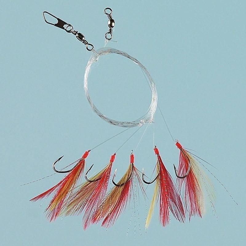 Fladen Feather red/yellow/glitter 5 hooks size 1/0 0.60mm line