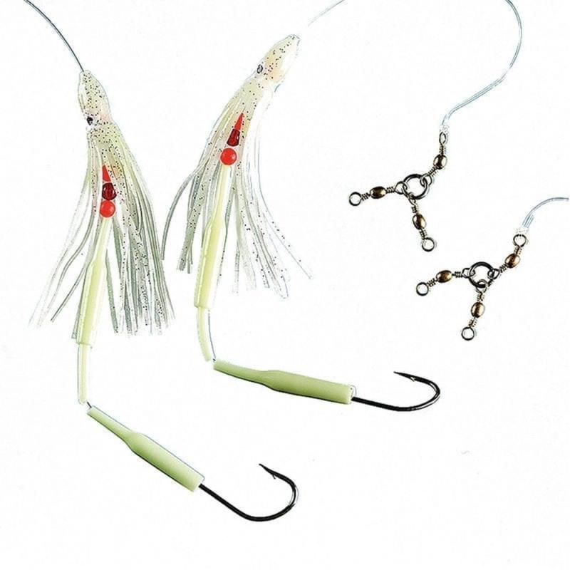 Fladen Octopus luminous 2 doublehooks 8/0 and 6/0 line 1.2mm