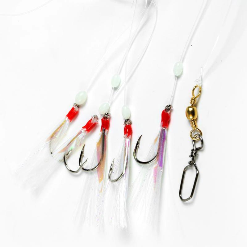 Produktbild Fladen Feather rig flash white beads swivels 5-hooks 5/0