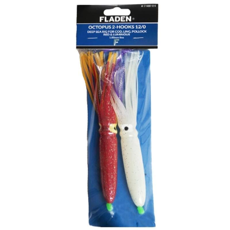 Fladen Octopus 2-hooks 12/0 1.0mm line red & luminous