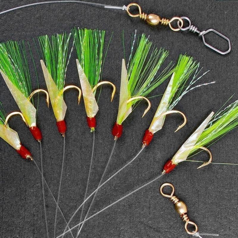 Fladen Sabiki rig yellow/green. 7 hooks size 4. 0.40mm line