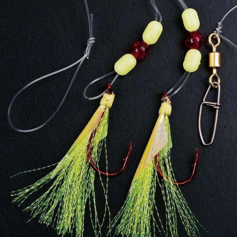 Fladen Deep sea rig with lumi flasher feather beads 2 hooks 5/0 0.90mm 110cm