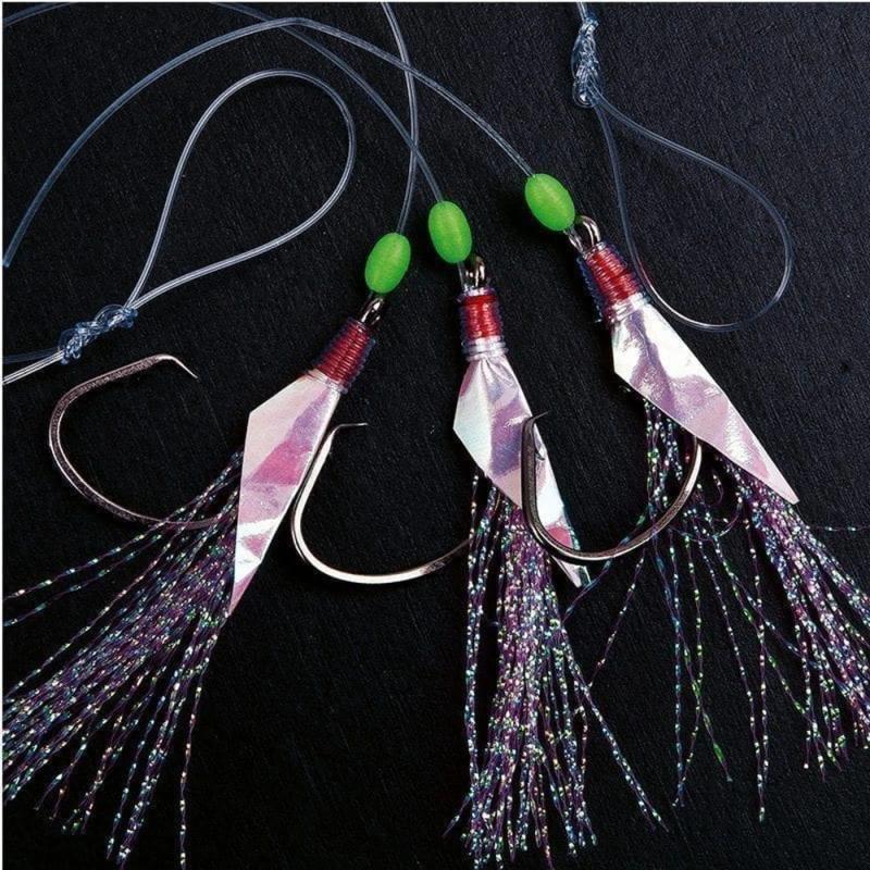 Fladen Deep sea rig with purple feather and flasher 3-hooks 3/0 0.60mm 150cm