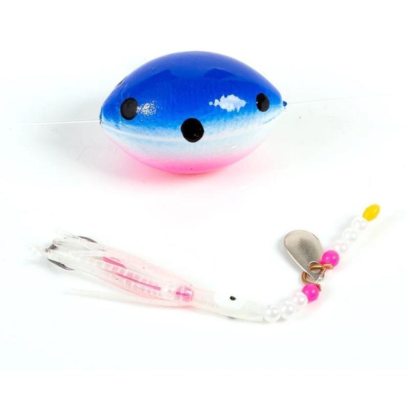 Fladen Flowing 2-hook flatrig with boom, 80g 0.50/0.60mm, Blue/White Pink