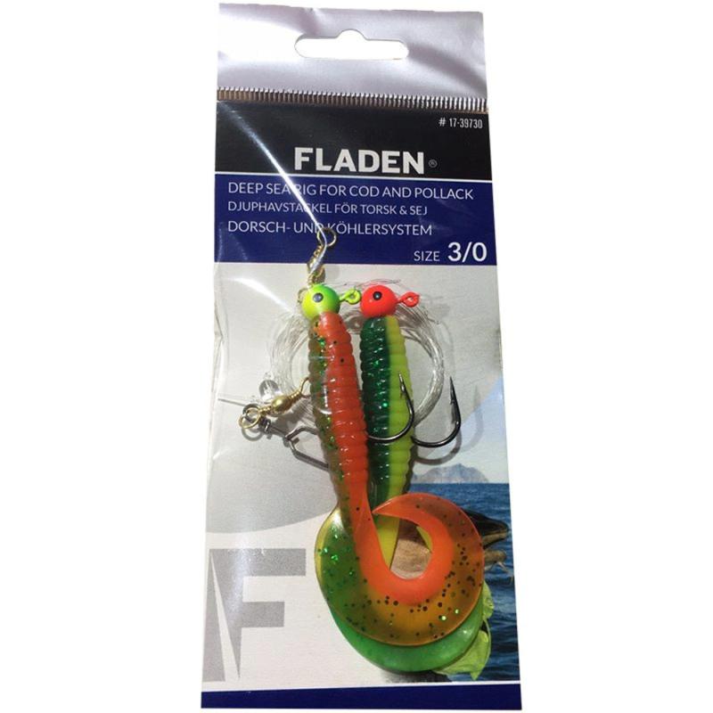 Fladen Curly rig 3/0 double tail green & orange A