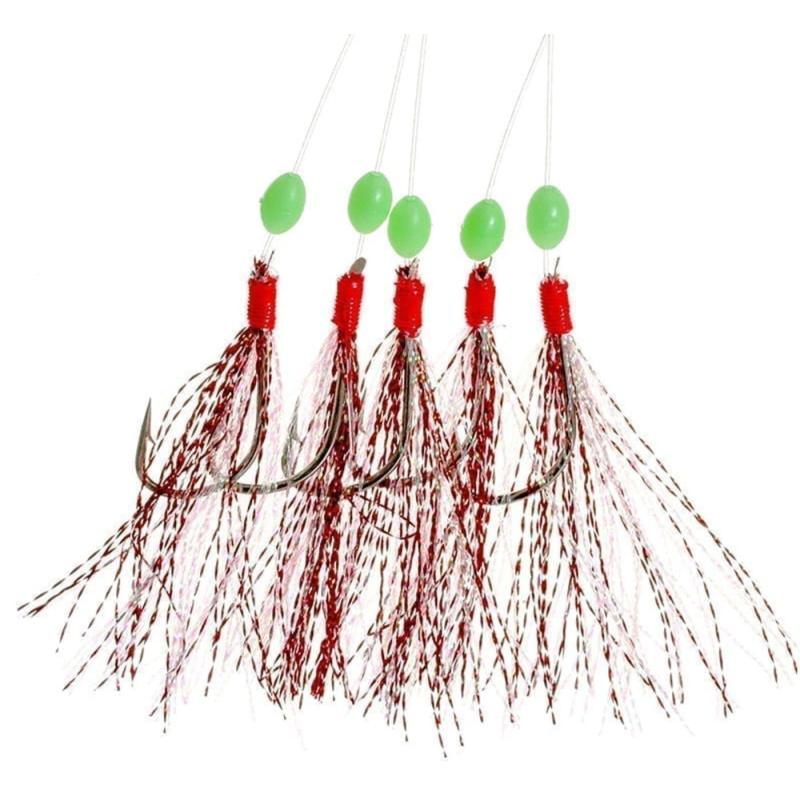 Produktbild Fladen Feather rig sparkling red silver 5 hooks size 4