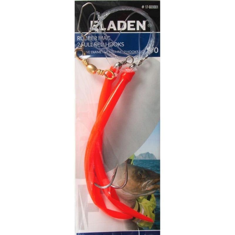 Fladen Rubber M 2 full red hooks  9/0 saltwater snap swivel 4/0 line 0.80mm