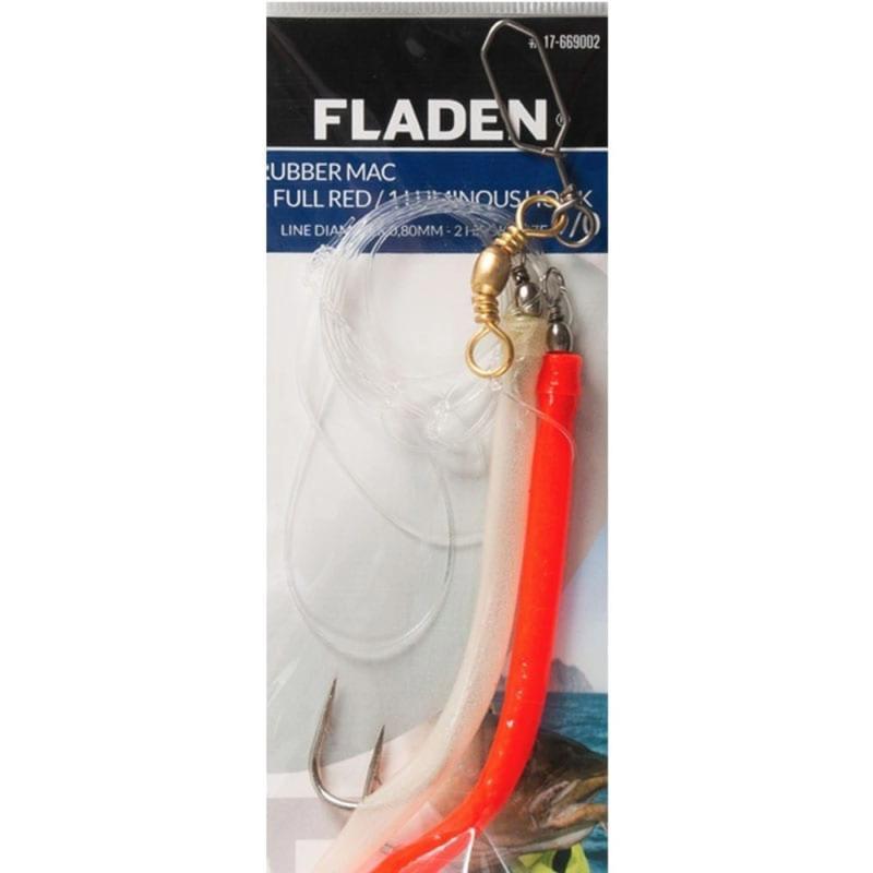 Produktbild Fladen Rubber M 1 full red hook 9/0 and 1 luminous hook 9/0 saltwater snap swivel 4/0 line 0.80mm