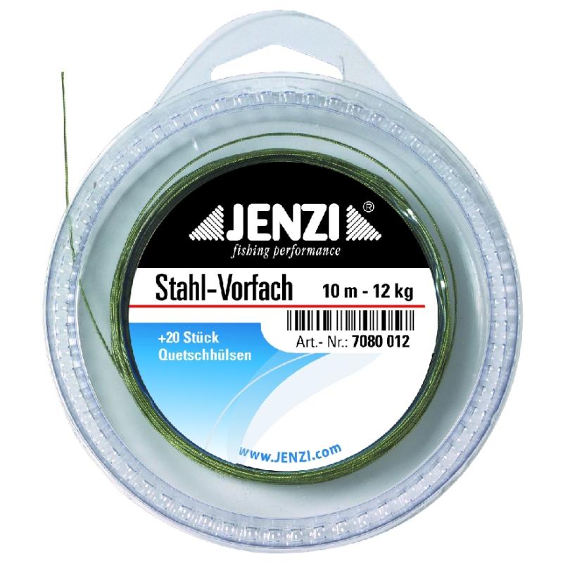 Stahlvorfach auf 10-m-Spule mit 20 St. Quetschh&uuml;lsen. 12 kg. Tragkraft