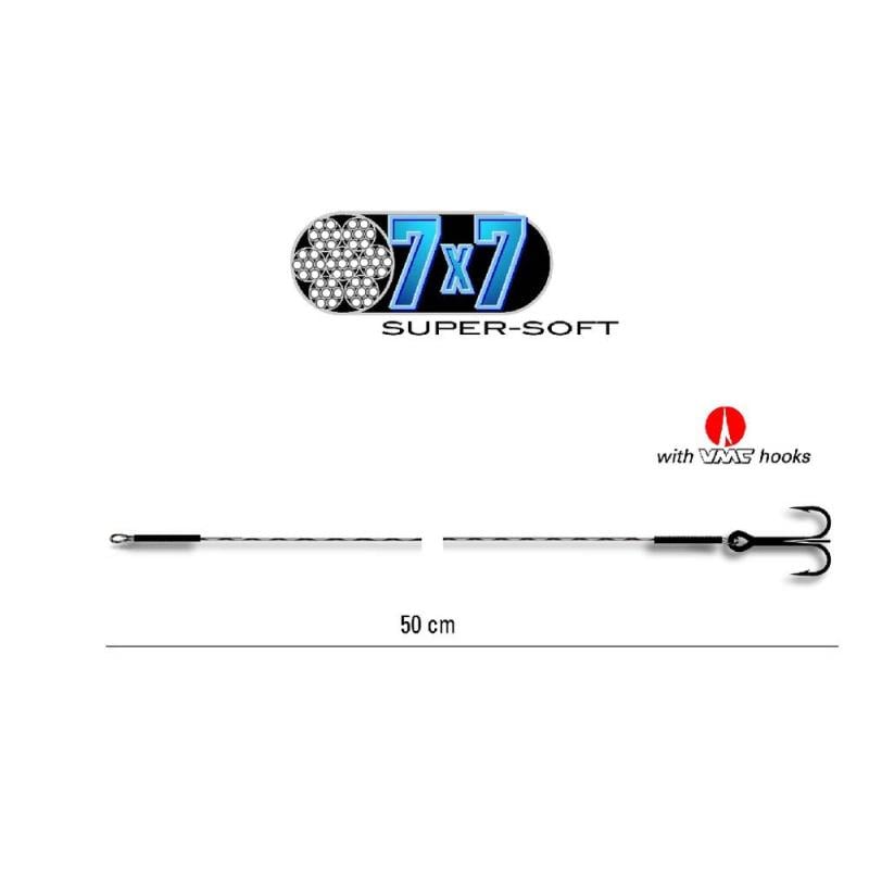 Powerflex 7x7 Super-Soft-Stahlvorfach mit Drilling, Haken 1, 12Kg 50cm