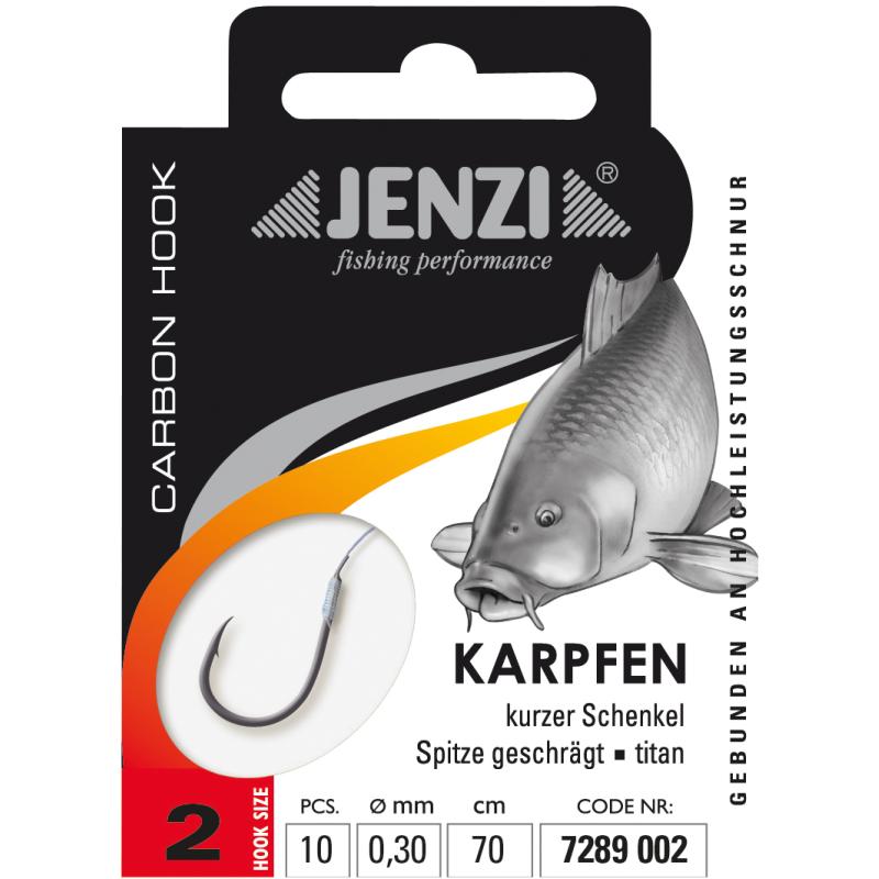 Produktbild JENZI Karpfenhaken Gebunden Gr&ouml;&szlig;e 2 0,30mm 70cm