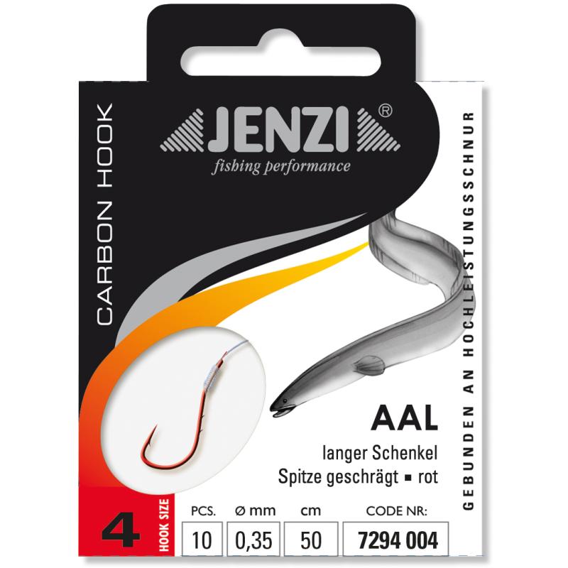 JENZI Aalhaken Gebunden Gr&ouml;&szlig;e 4 0,35mm 50cm