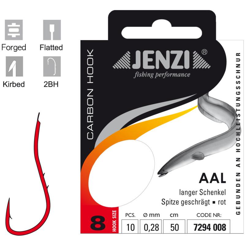 JENZI Aalhaken Gebunden Gr&ouml;&szlig;e 8 0,28mm 50cm