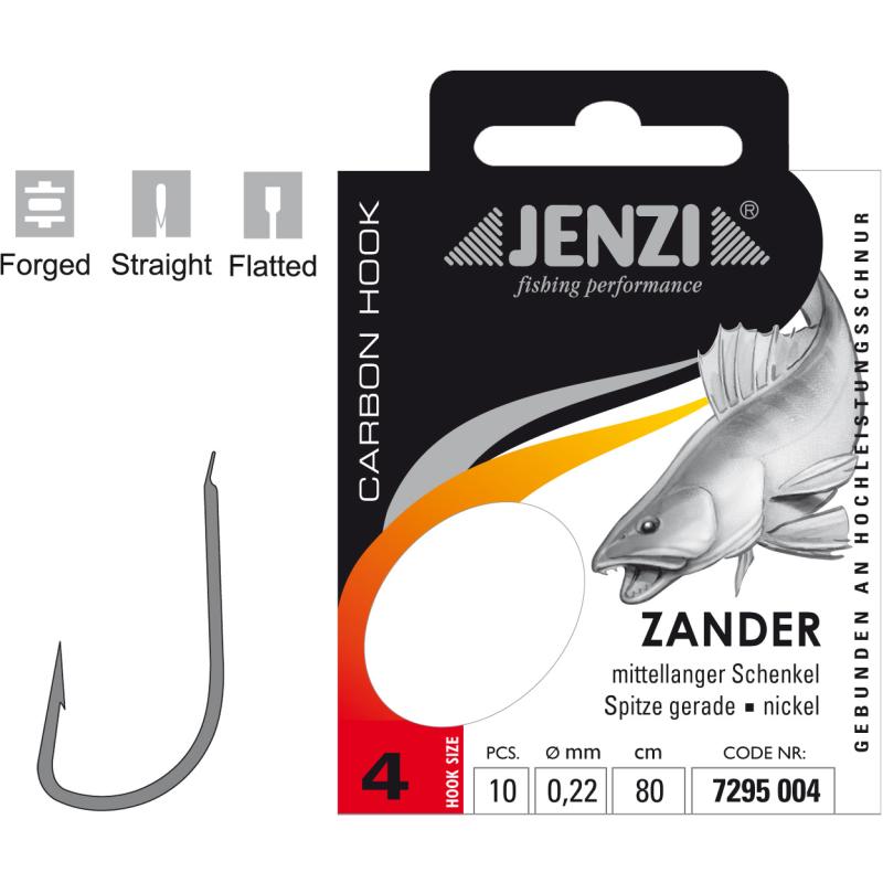 JENZI Zanderhaken Gebunden Gr&ouml;&szlig;e 4 0,22mm 80cm