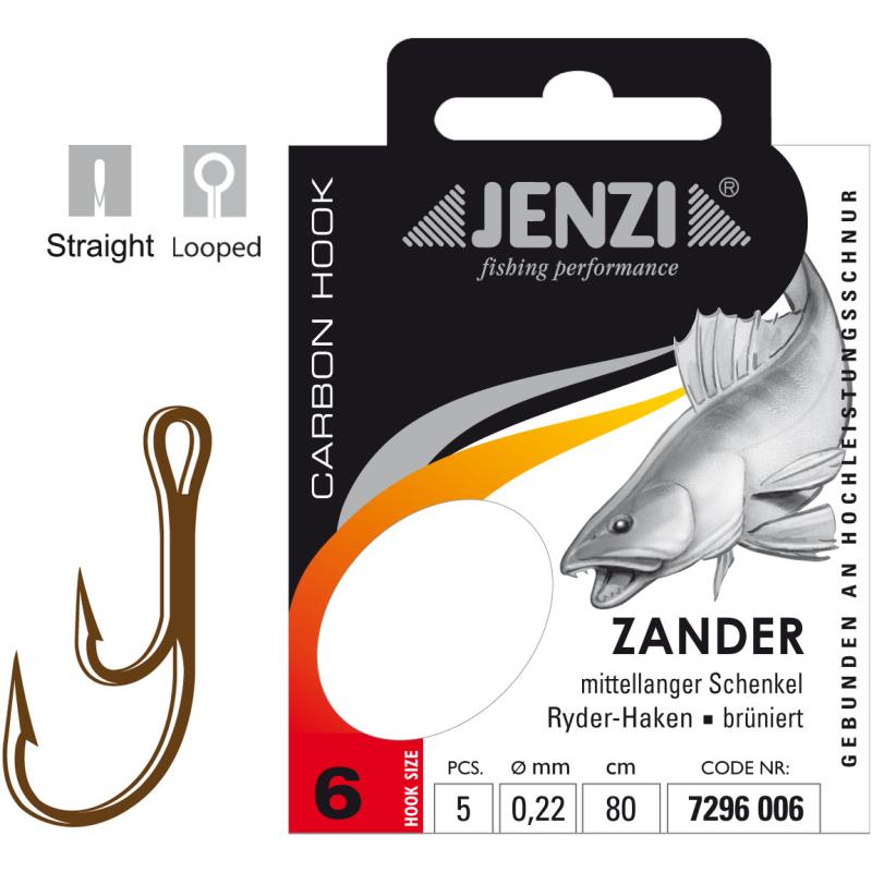 JENZI Zanderhaken Gebunden Gr&ouml;&szlig;e 6 0,22mm 80cm