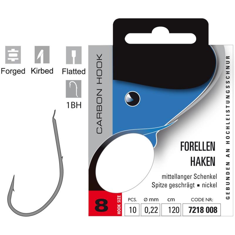 JENZI Forellenhaken Gebunden Gr&ouml;&szlig;e 8 0,22mm 120cm