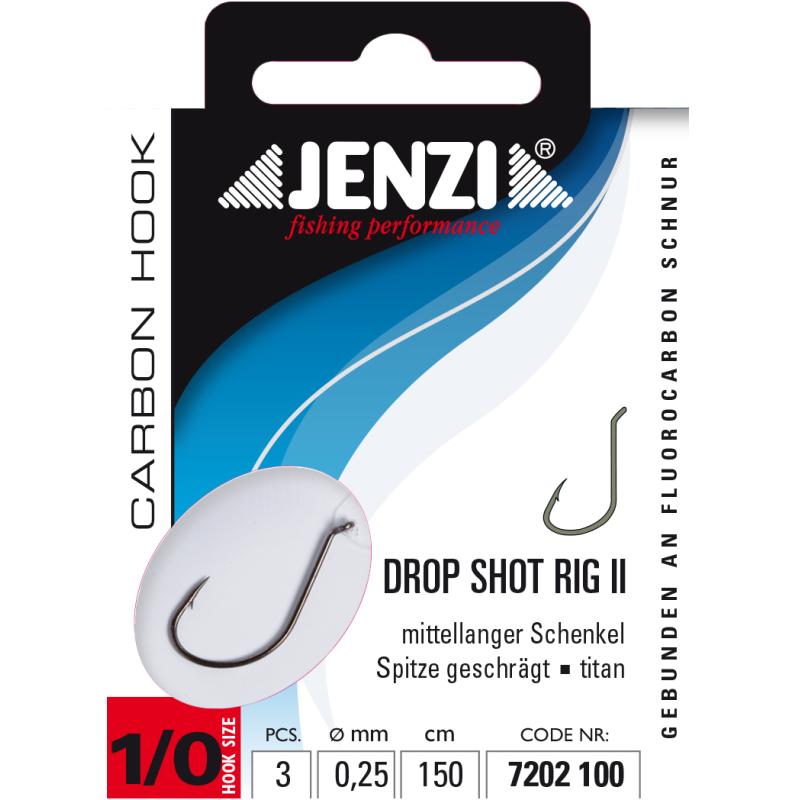 JENZI Drop-Shot Rig / Vorfach Gr&ouml;&szlig;e 1/0 titan mittellanger Schenkel