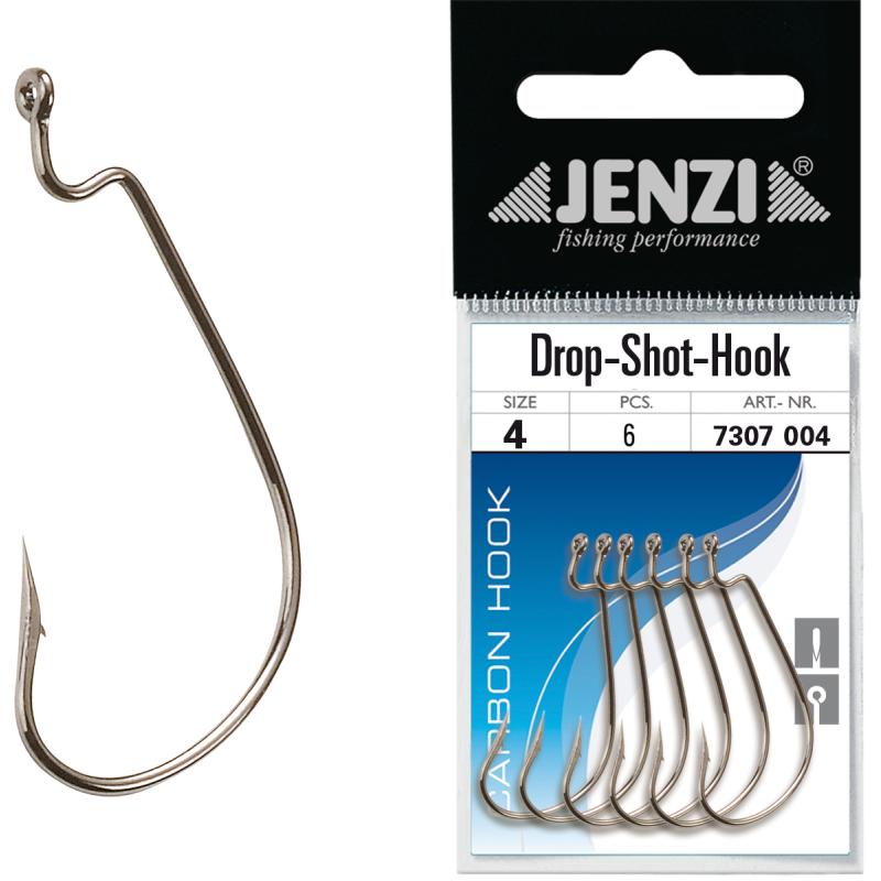 JENZI Drop Shot Haken Typ Circel Gr&ouml;&szlig;e 4 titan, mittellanger Schenkel