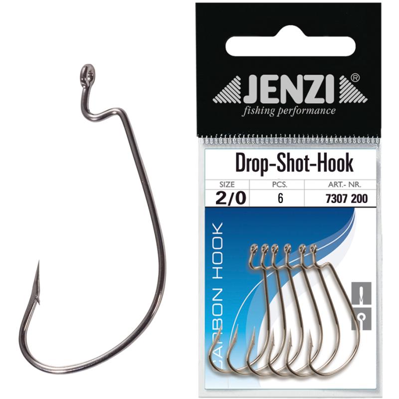 JENZI Drop Shot Haken Typ Circel Gr&ouml;&szlig;e 2/0 titan, mittellanger Schenkel